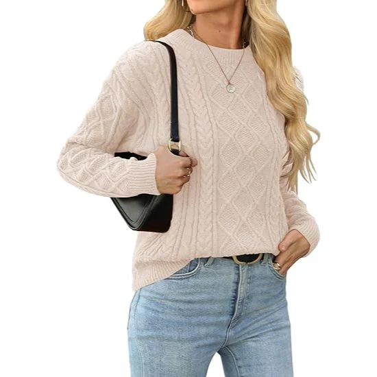 Women's Chunky Knit Crew Neck Pullover Sweater - Image 3