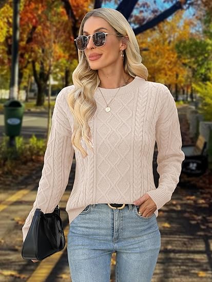 Women's Chunky Knit Crew Neck Pullover Sweater - Image 5