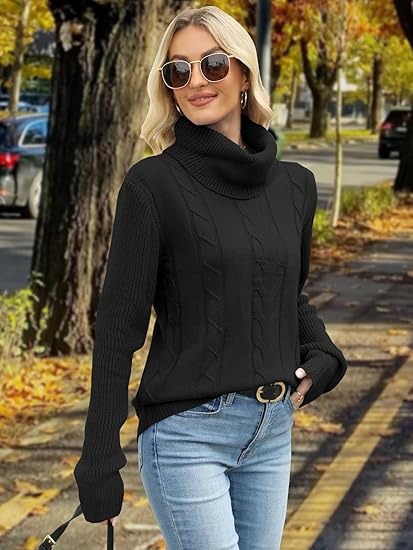 Women's Chunky Knit Turtleneck Sweater - Image 3